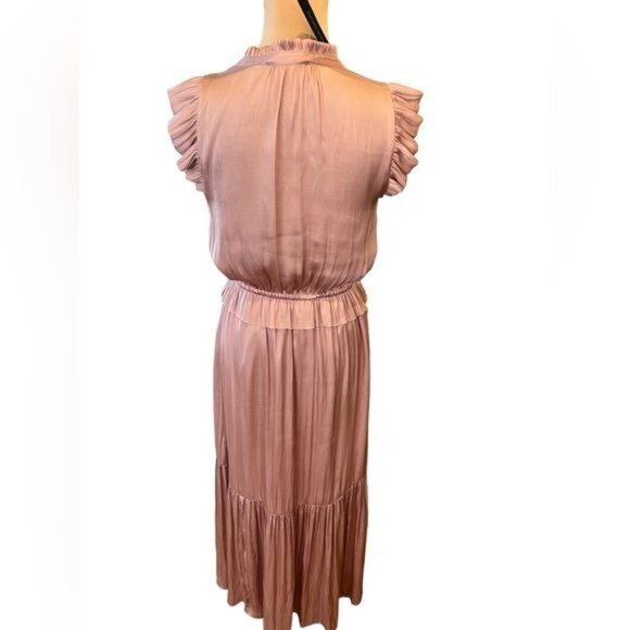 Banana Republic women’s maxi dress size 6 blush pink satin ruffle sleeveless NWT - Picture 4 of 15